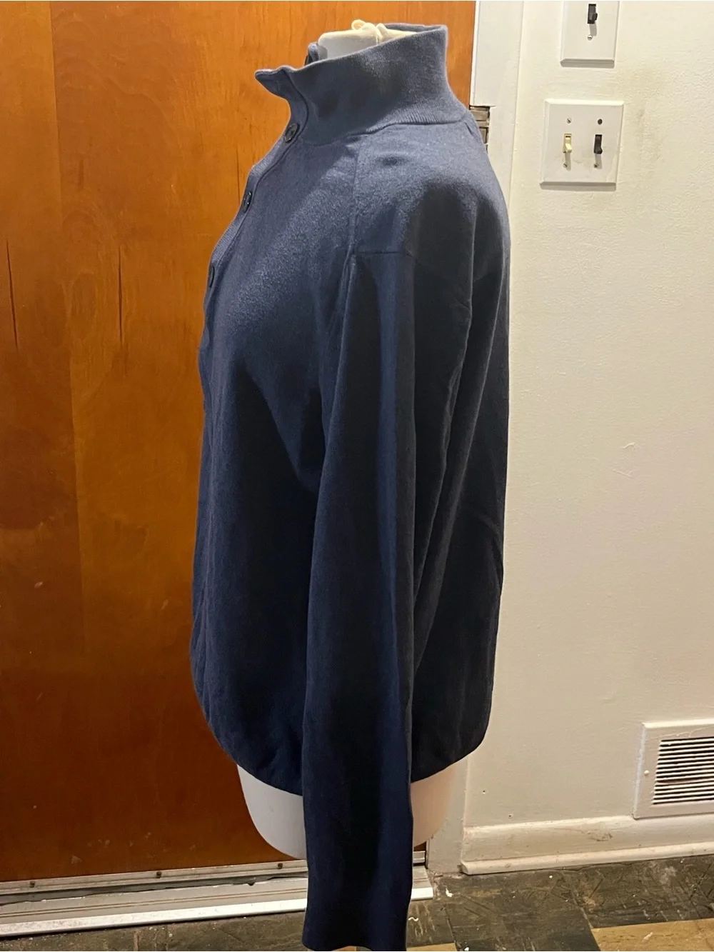 Banana Republic Men's Navy Blue Cashmere Cotton Knit Sweater Size Large